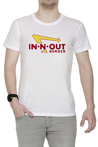 In Out Burger Merchandise Herren T-Shirt Rundhals Weiß Kurzarm Größe L Men's White Large Size L von Erido