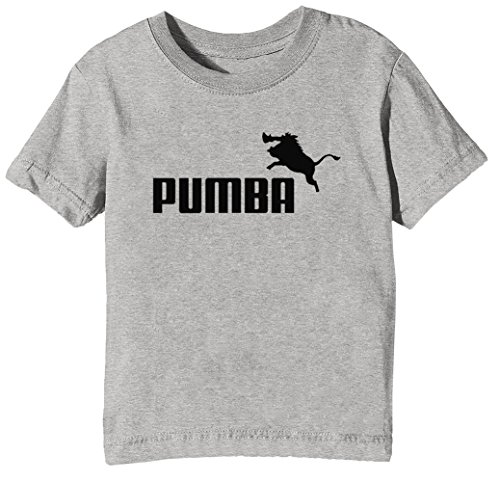 Pumba Logo Kinder Unisex Jungen Mädchen T-Shirt Rundhals Grau Kurzarm Größe XL Kids Boys Girls Grey X-Large Size XL von Erido