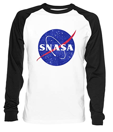 Snasa (Geheimnis NASA - Logo) Herren Damen Unisex Baseball T-Shirt Weiß Schwarz 2/3 Ärmel Women's Men's Unisex Größe L Men's White T-Shirt Large Size L von Erido