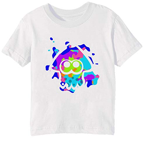 Splatoon Tintenfisch Kinder Unisex Jungen Mädchen T-Shirt Rundhals Weiß Kurzarm Größe M Kids Boys Girls White Medium Size M von Erido