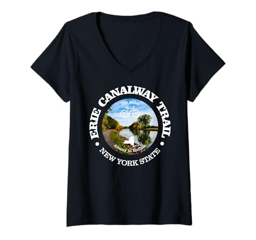 Damen Erie Canalway Trail Radfahren Erie Canalway Trail Natur T-Shirt mit V-Ausschnitt Damen Erie Canalway Trail Radfahren Erie Canalway Trail Natur T-Shirt mit V-Ausschnitt von Erie Canalway Trail Cycling Erie Canalway Trail
