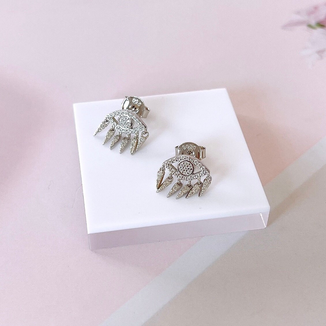 Böser Blick Ohrstecker, Silber Gold Minimalist Ohrring Set Für Frauen, Schmuck, Geschenk Sie von ErietyJewels