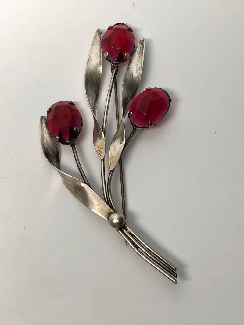 Fuchsia Glasblume Brosche, Sterling Silber, 5 cm von ErikaAndFriends