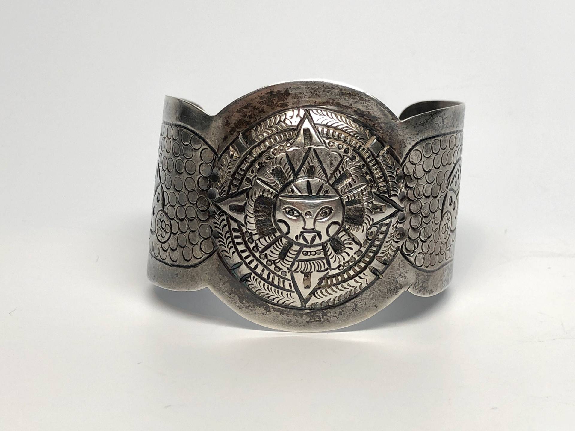 Mayan Kalender Armband, Handgemacht Mexikanisch, 900 Silber, 16, 5 cm #br313 von ErikaAndFriends