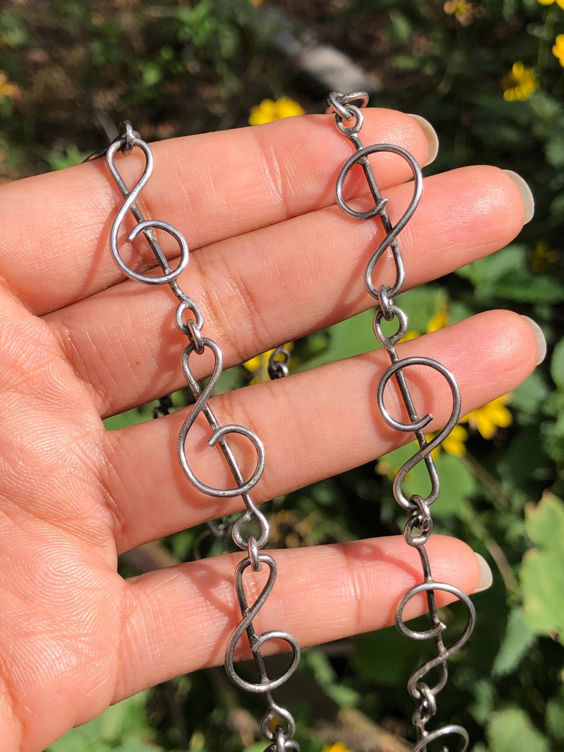 Violinschlüssel Handgemachte Kette, Sterling Silber, Handgemacht, 72 cm #ne367 von ErikaAndFriends