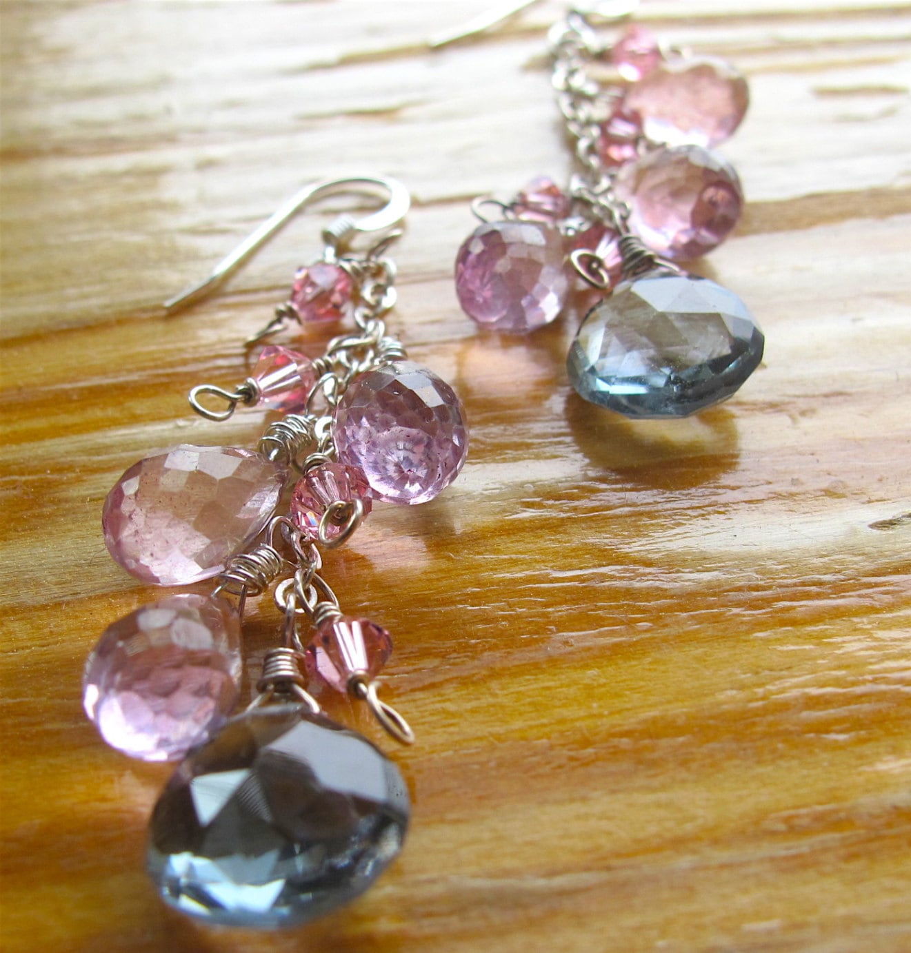 Pastell Quarz Briolette Silber Ohrringe von ErikaandJane