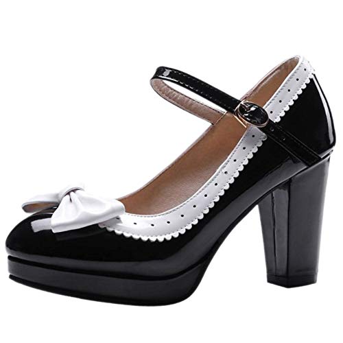 ErikenUrben Damen Mode Hohe Ferse Pumps Wedding Shoes Mit Bogen Black Gr 46 Asian von ErikenUrben