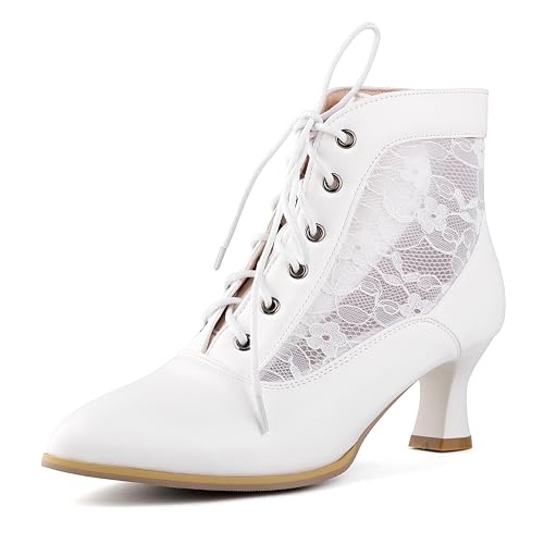 ErikenUrben Damen Vintage Viktorianische Stiefel Lace Braut Hochzeit Knöchel Stiefel Geschlossen Kitten Heel Mesh Granny Stiefelettens White Große 41 ErikenUrben Damen Vintage Viktorianische Stiefel Lace Braut Hochzeit Knöchel Stiefel Geschlossen Kitten Heel Mesh Granny Stiefelettens White Große 41 von ErikenUrben