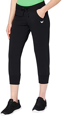 Erima Damen 3/4 Sweathose mit Bündchen (210200), schwarz, 48 von Erima
