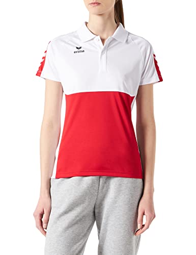 Erima Damen Six Wings Sport Polohemd, rot/weiß, 42 von Erima