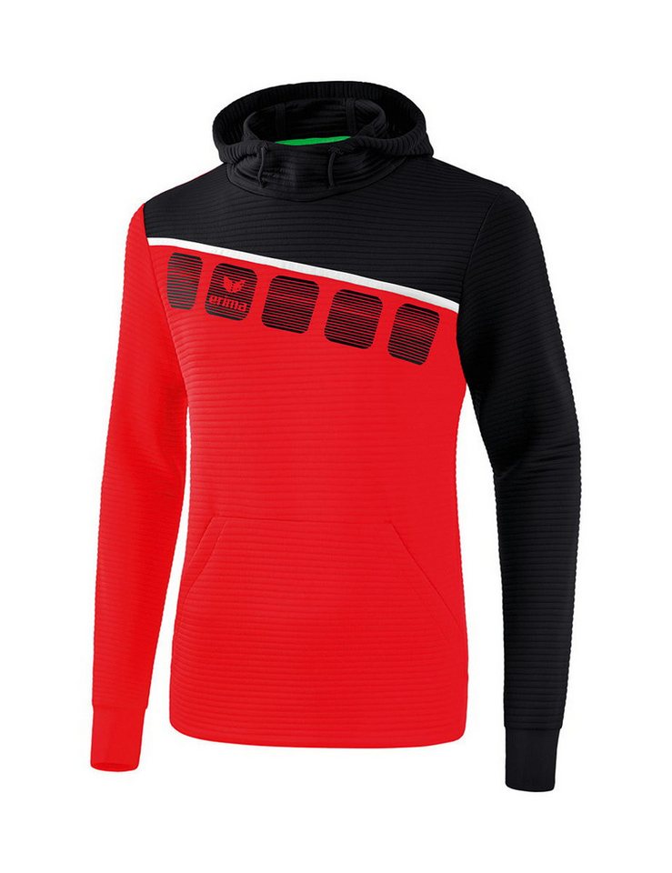 Erima Kapuzenpullover Hoodie 5C rot/schwarz Kinder von Erima