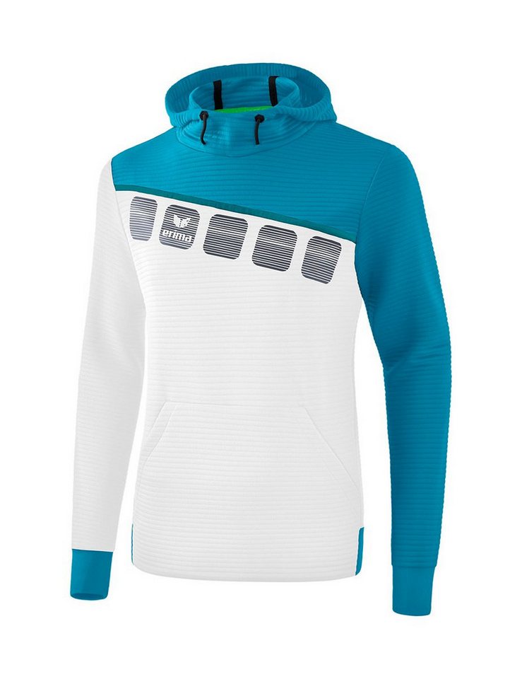 Erima Kapuzenpullover Hoodie 5C weiss/hellblau Kinder von Erima