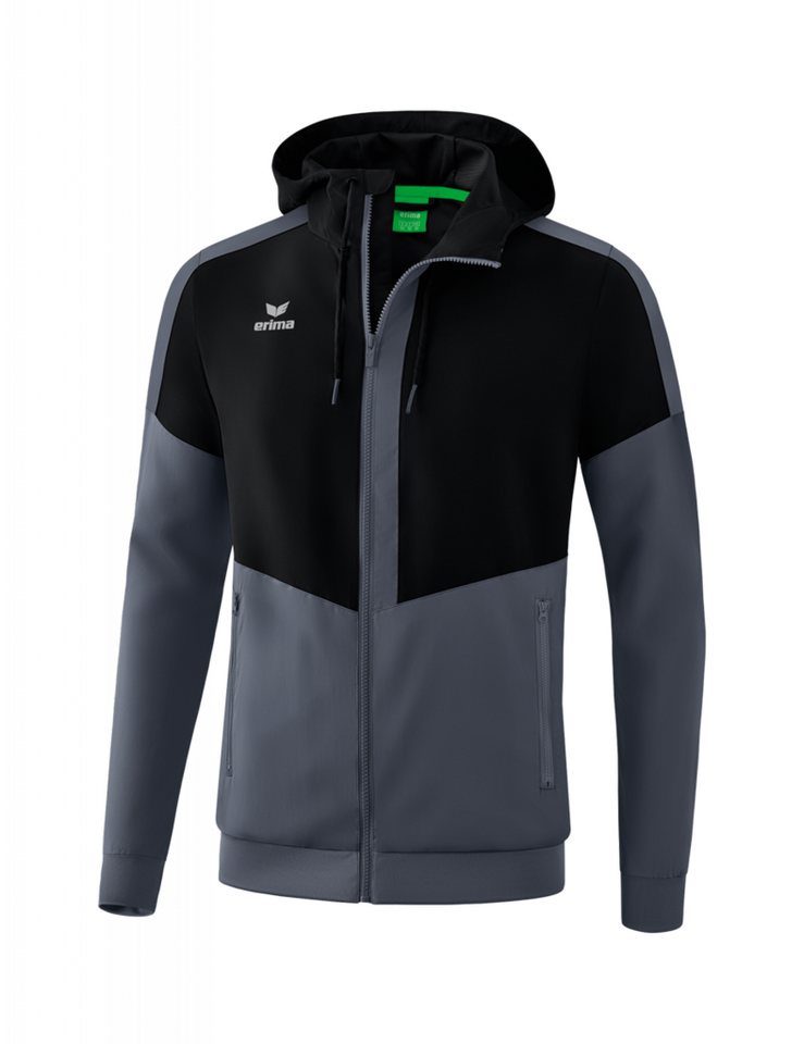 Erima Trainingsjacke Squad Tracktop Jacke mit Kapuze schwarz/grau Herren von Erima