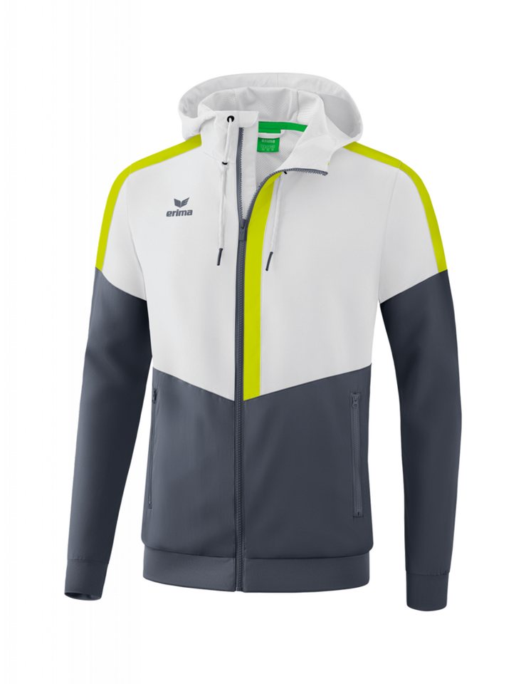 Erima Trainingsjacke Squad Tracktop Jacke mit Kapuze weiss/grau/lime Herren von Erima