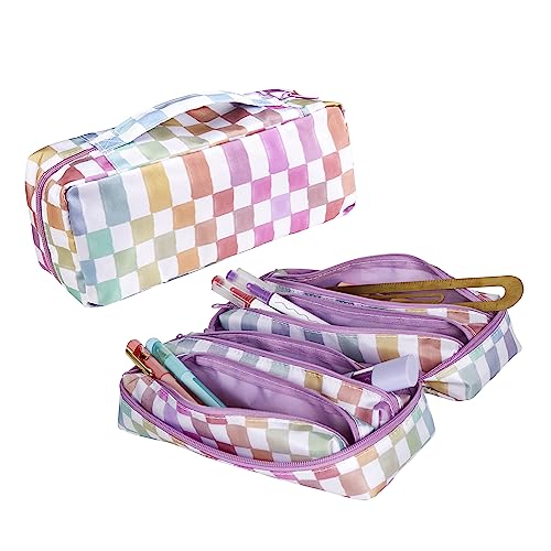 Erin Condren 5-in-1-Reißverschlusstasche – Aquarell kariert – vier herausnehmbare kleine Innentaschen in einer insgesamt großen Tasche für Organisation und Reisen von Erin Condren