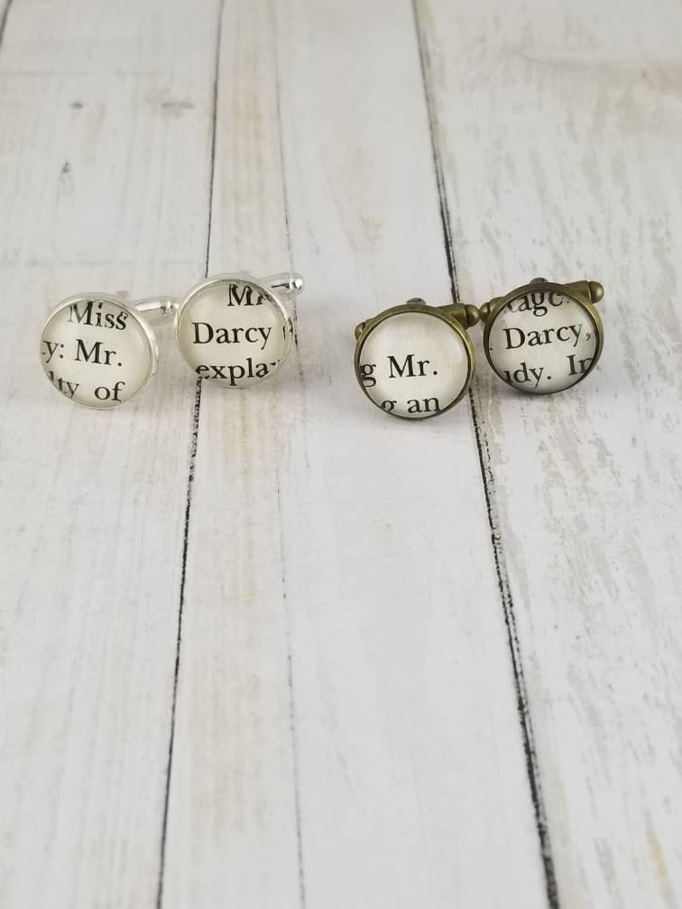 Mr Darcy Manschettenknöpfe, "stolz Und Vorurteil" Buchseite Lizzy Manschettenknöpfe ." von ErinCaseyCrafts