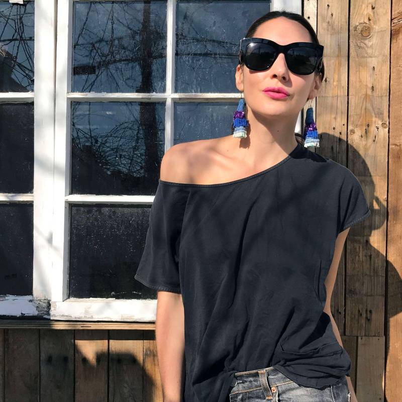 Bluesy Zurückgefordert Denim Ohrringe - Von Hand Genäht von ErinElsie