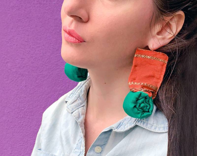 Recycling Sari Seide Stoff Ohrringe von ErinElsie