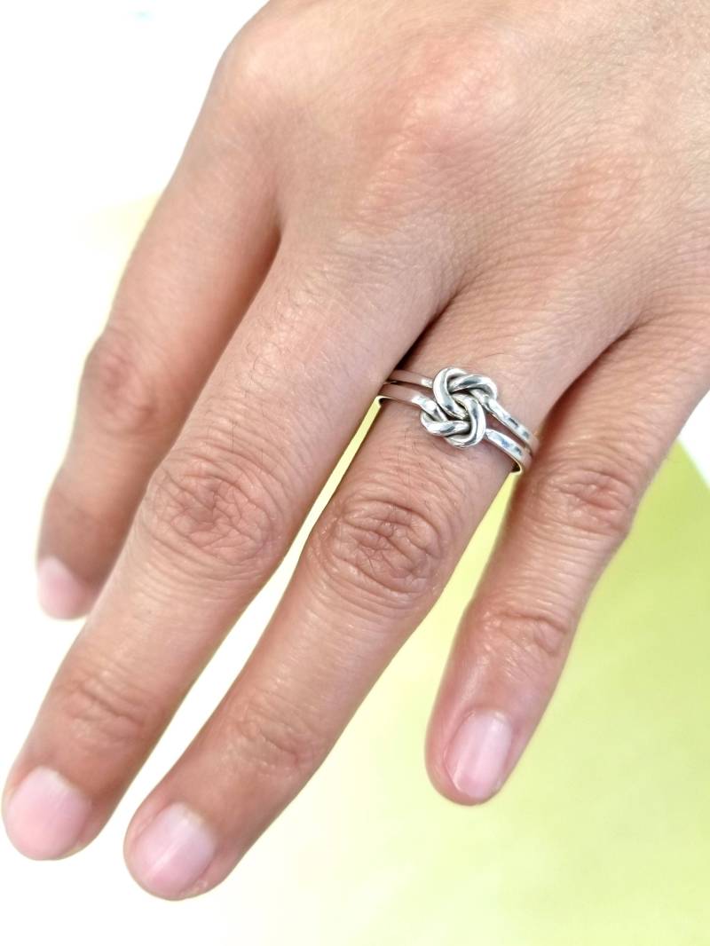 925 Sterling Silber Doppel Liebe Knoten Ring Versprechen Schmuck von ErinSilverCraft