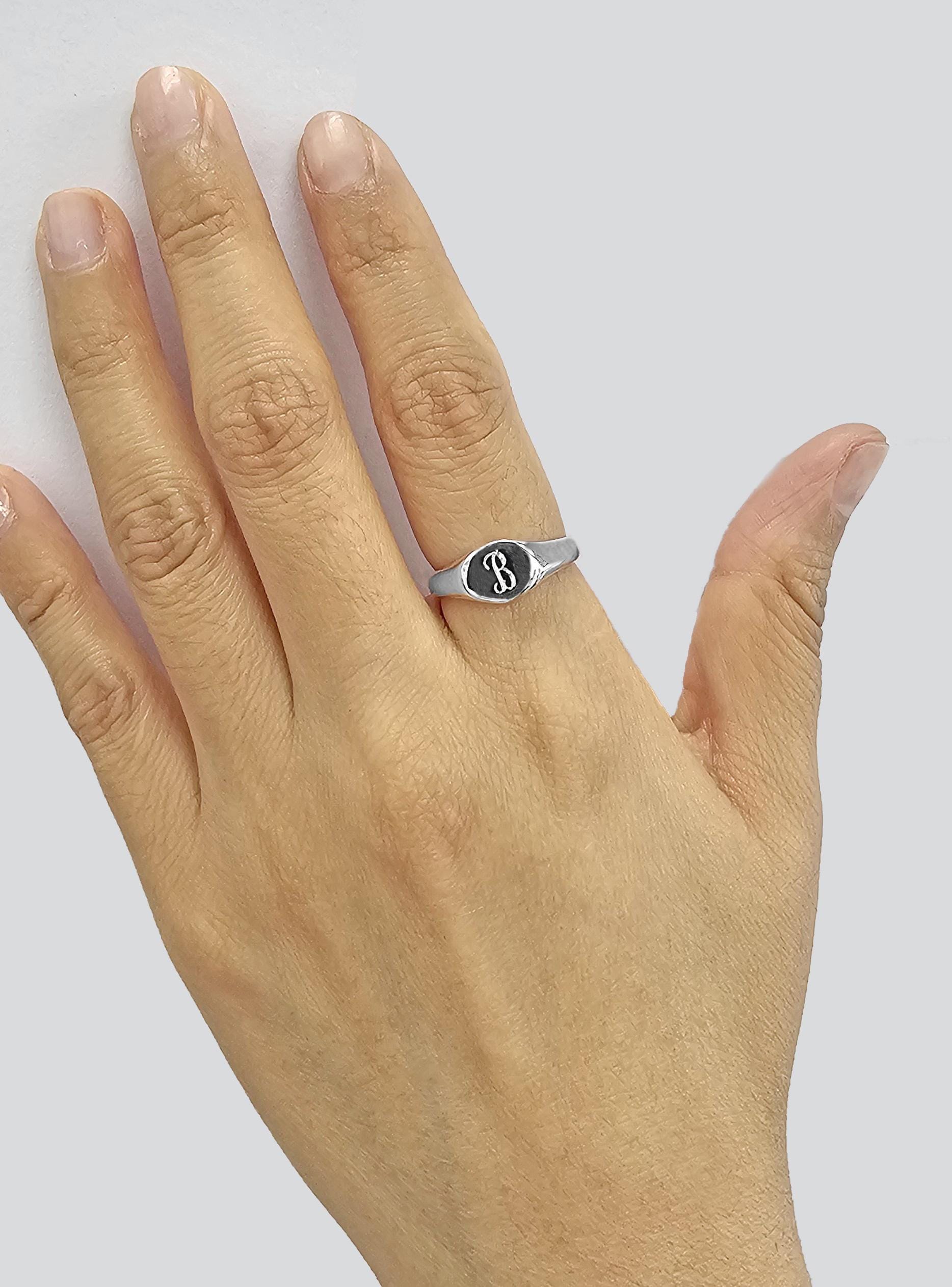 925 Sterling Silber Seitlich Oval Monogramm Anfangsring von ErinSilverCraft