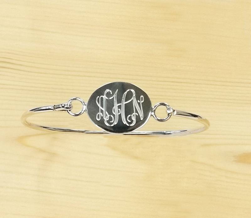 Ovales Monogrammarmband Der Dame Aus 925Er Sterlingsilber Personalisierter Schmuck Für Erwachsene von ErinSilverCraft