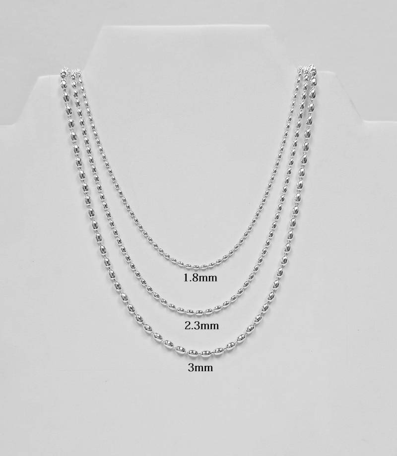 sterling Silber 1, 8 Mm Reis Perlenkette, .925 Oval Halskette Hergestellt in Italien von ErinSilverCraft