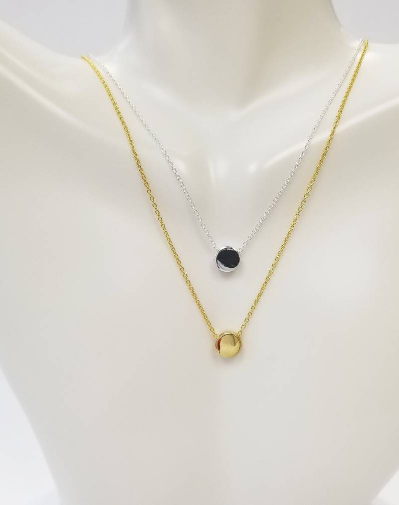 sterling Silber Zierliche Kreis Disc Anhänger Halskette von ErinSilverCraft