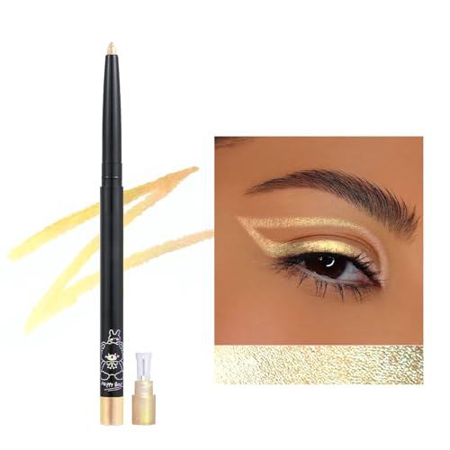 Erinde Gold Eyeliner Stift Chamäleon, Metallic Glitzer Bunt Kajalstift, Wasserfest Eyeliner Stick, Multichrome Lidschatten Pencil, Sparkling Langlebiger Augen Makeup Stick von Erinde