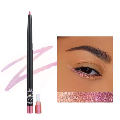 Erinde Rosa Eyeliner Stift Chamäleon, Pink Metallic Glitzer Bunt Kajalstift, Wasserfest Eyeliner Stick, Multichrome Lidschatten Pencil, Sparkling Langlebiger Augen Makeup Stick von Erinde