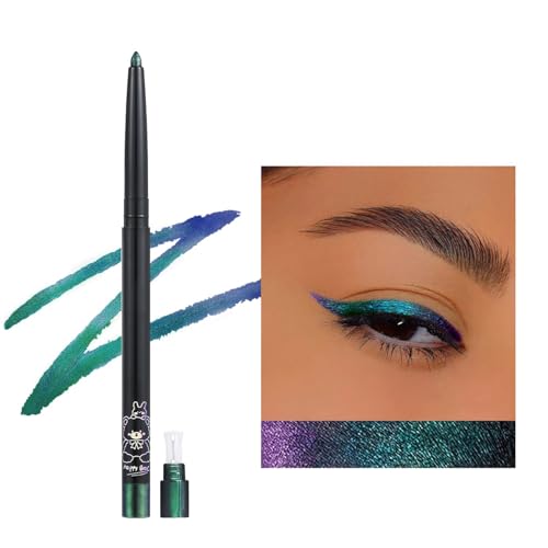Erinde Blau Eyeliner Stift Chamäleon, Blue Metallic Glitzer Bunt Kajalstift, Wasserfest Eyeliner Stick, Multichrome Lidschatten Pencil, Sparkling Langlebiger Augen Makeup Stick von Erinde