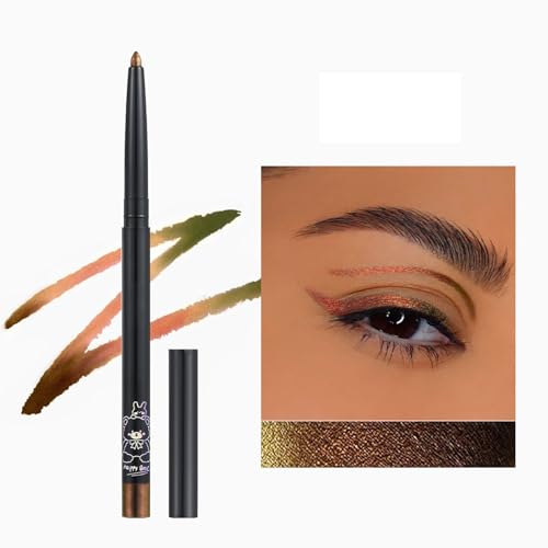 Erinde Khaki Eyeliner Stift Chamäleon, Metallic Glitzer Bunt Kajalstift, Wasserfest Eyeliner Stick, Multichrome Lidschatten Pencil, Sparkling Langlebiger Augen Makeup Stick von Erinde