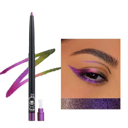 Erinde Lila Eyeliner Stift Chamäleon, Purple Metallic Glitzer Bunt Kajalstift, Wasserfest Eyeliner Stick, Multichrome Lidschatten Pencil, Sparkling Langlebiger Augen Makeup Stick von Erinde