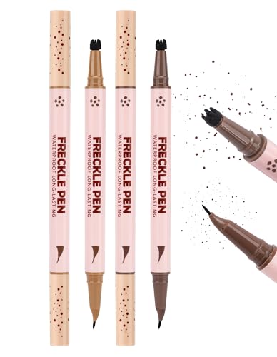 Erinde 2 in 1 Dual Ended Sommersprossen Stift & Sommersprossen Stempel, Wasserfester und Langlebig Freckle Stamp, mit Präziser 15° Spitze, Natürliche Flüssiger Realistischer Freckle Tattoo #01+03 von Erinde