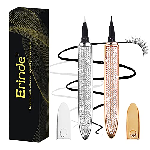 Erinde 2PCS Verbesserter selbstklebender Eyeliner-Stift, Wimpernkleber-Stift, kein Kleber, kein magnetischer flüssiger Eyeliner-Stift, Eyeliner für Augen-Make-up, falsche Wimpernyeliner für Augen von Erinde