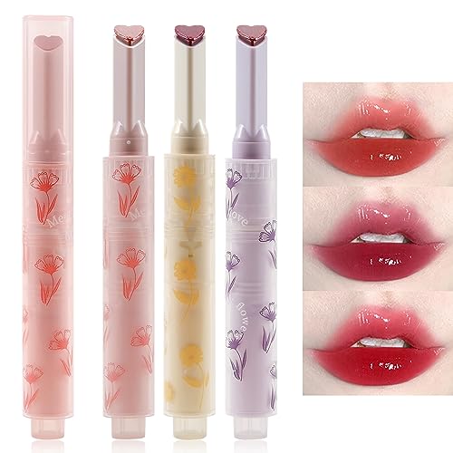 Erinde 3 Colors Jelly Lipstick, Tinted Glasting Melting Balm, Heart Shape Lip Gloss Lip Stain, Long Lasting Moisturizing, High Pigmented, Plumping Lip Makeup 04# 05# 06# von Erinde