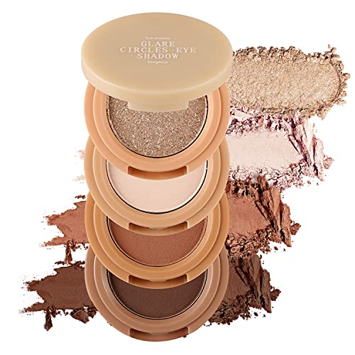 Erinde 4 Farben Lidschatten Palette, Matte Shimmer Quartett, hochpigmentiert, lang anhaltend, Ultra-Blendable, reiche Farben mit samtiger Textur Augen Make-up Palette mit Spiegel, ideal für Reisen M03 von Erinde