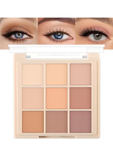 Erinde Matte Lidschatten Palette - 9 Nudetöne, Langanhaltende Wasserfest Matt Eyeshadow Palette, Cream Long Lasting Augen Makeup von Erinde