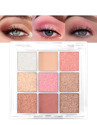 Erinde Glitzer Lidschatten Palette - 9 Farben, Langanhaltende Wasserfest Glitter Eyeshadow Palette, Rosa & Metallic Shimmer Augen Makeup palette, Cream Long Lasting Eyeshadow Erinde Glitzer Lidschatten Palette - 9 Farben, Langanhaltende Wasserfest Glitter Eyeshadow Palette, Rosa & Metallic Shimmer Augen Makeup palette, Cream Long Lasting Eyeshadow von Erinde