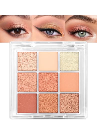 Erinde Glitzer Lidschatten Palette - 9 Farben, Langanhaltende Wasserfest Glitter Eyeshadow Palette, Metallic Shimmer Augen Makeup palette, Cream Long Lasting Eyeshadow von Erinde