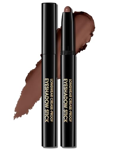 Erinde Dark Brown Matte Lidschatten Stift, Matt Eyeshadow Stick Wasserfest & Langanhaltend, Creme Shimmer Crayon Eyeliner, Metallic Shimmer Augen Makeup Pen #02 Dark Brown von Erinde