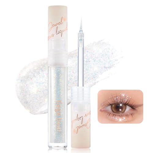 Erinde Glitter Liquid Lidschatten, Flüssiger Eyeshadow & Eyeliner 2 in 1, Metallic Glitzer Koreanisch Kosmetik, Shimmer Augen Highlight Makeup, Diamond Mascara Eye Shadow von Erinde