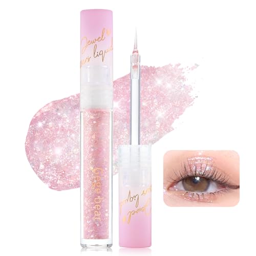 Erinde Liquid Glitter Eyeliner, Flüssiger Metallic Eyeliner Pen, Shimmer Glitzer Eyeshadow Liner, Highly Pigmented & Wasserdicht Coloured Eye Liner Pencil, Korean Augen Highlight Makeup von Erinde