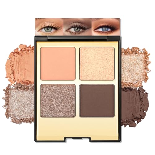 Erinde Lidschatten Palette 4 Farben, Matt & Glitzer Eyeshadow Palette, Waterproof Langanhaltende Lidchattenpalette, Highly Pigmented Augen Make-up Palette von Erinde