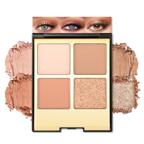 Erinde Lidschatten Palette 4 Farben, Matt & Glitzer Eyeshadow Palette, Waterproof Langanhaltende Lidchattenpalette, Highly Pigmented Augen Make-up Palette von Erinde