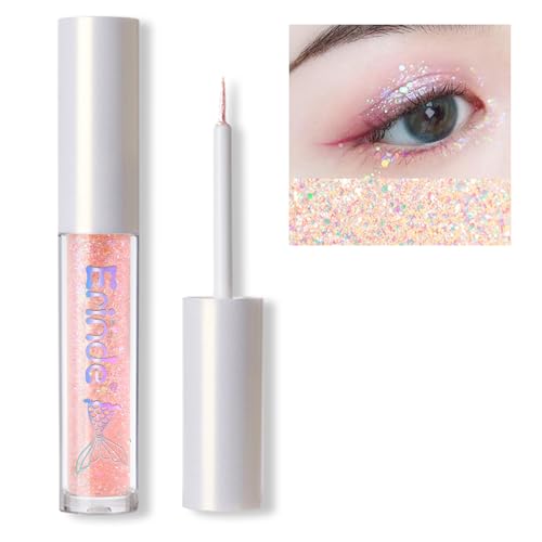 Erinde Liquid Glitter Eyeliner, Flüssiger Metallic Eyeliner Pen, Diamond Shimmer Eyeshadow Liner, Highly Pigmented & Wasserdicht Coloured Eye Liner Pencil, Starry Sequins Mermaid Augen Makeup von Erinde