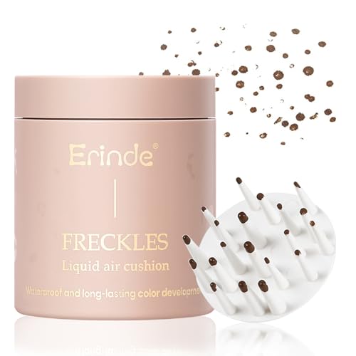 Erinde Flüssiger Natürliche Sommersprossen Stift, Schweißfestes Lebensechte Sommersprossen Stempel Luftpolster Fake Freckles, Weicher Wasserdichter & Langlebiger Henna Sommersprossen Makeup Stift von Erinde