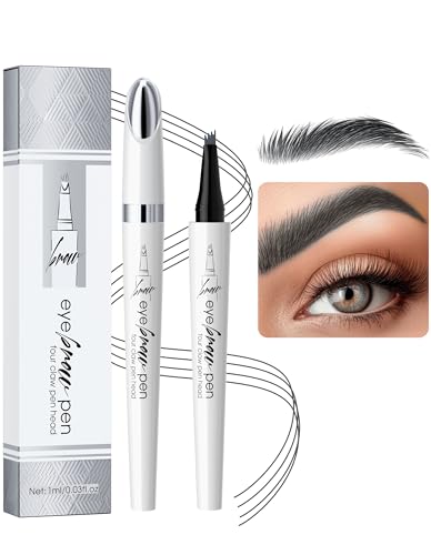 Erinde Wasserfest Augenbrauenstift 3D, Microblading Augenbrauen-Stift Härchenzeichnung mit 4 Micro-Fork, Tattoo Magischer Eyebrow Pencil, Wischfest Langanhaltenden Eye Makeup (Gray) von Erinde