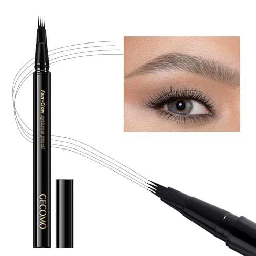 Erinde Wasserfest Augenbrauenstift 3D, Microblading Augenbrauen-Stift Härchenzeichnung mit 4 Micro-Fork, Tattoo Magischer Eyebrow Pencil, Wischfest Langanhaltenden Eye Makeup (Hell Braun) von Erinde