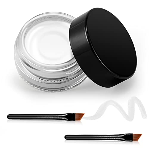 Erinde White Gel Eyeliner, wasserdichtes, langanhaltendes Creme-Eyeliner-Gel, hochintensive Pigmente, wischfestes Eyeliner-Make-up, wasserfester Eyeliner mit 2 Eyeliner-Pinseln 04# Weiß von Erinde