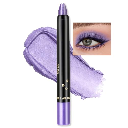 Erinde Lila Glitzer Lidschatten Stift, Wasserfest & Langanhaltend Blue Eyeshadow Stick, Perlglanz Creme Crayon Eyeliner, Hochpigment Metallic Shimmer Augen Makeup Pen von Erinde